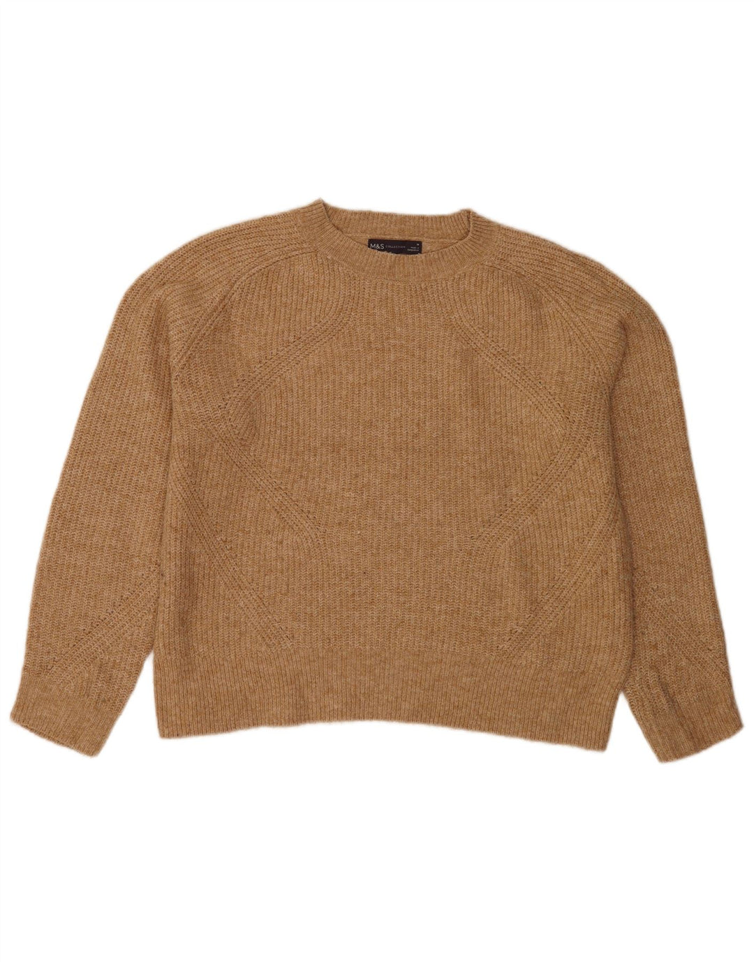 Marks & Spencer Womens Crew Neck Jumper Sweater UK 14 Medium Brown Flecked