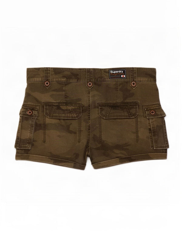 Женские шорты карго Superdry Small W30, зеленый камуфляжный хлопок