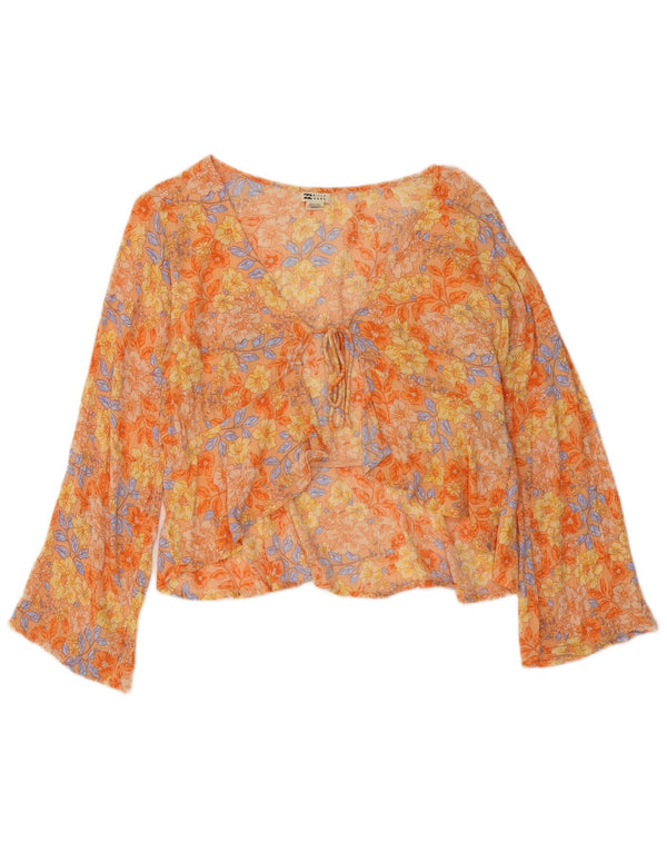 Billabong Womens Long Sleeve Cardigan Top UK 14 Medium Orange Floral