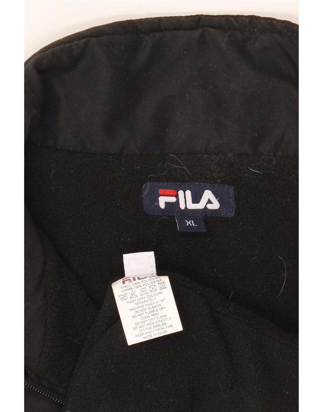 Fila Herre Pullover Windbreaker Jacket UK 42 XL Sort Polyester