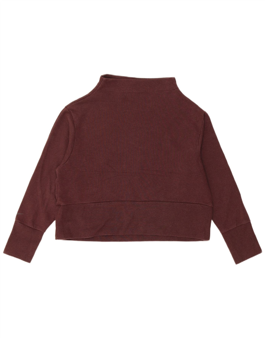 Nike Womens Dri Fit Crop Sweatshirt Jumper UK 14 Medium Burgundy Polyester