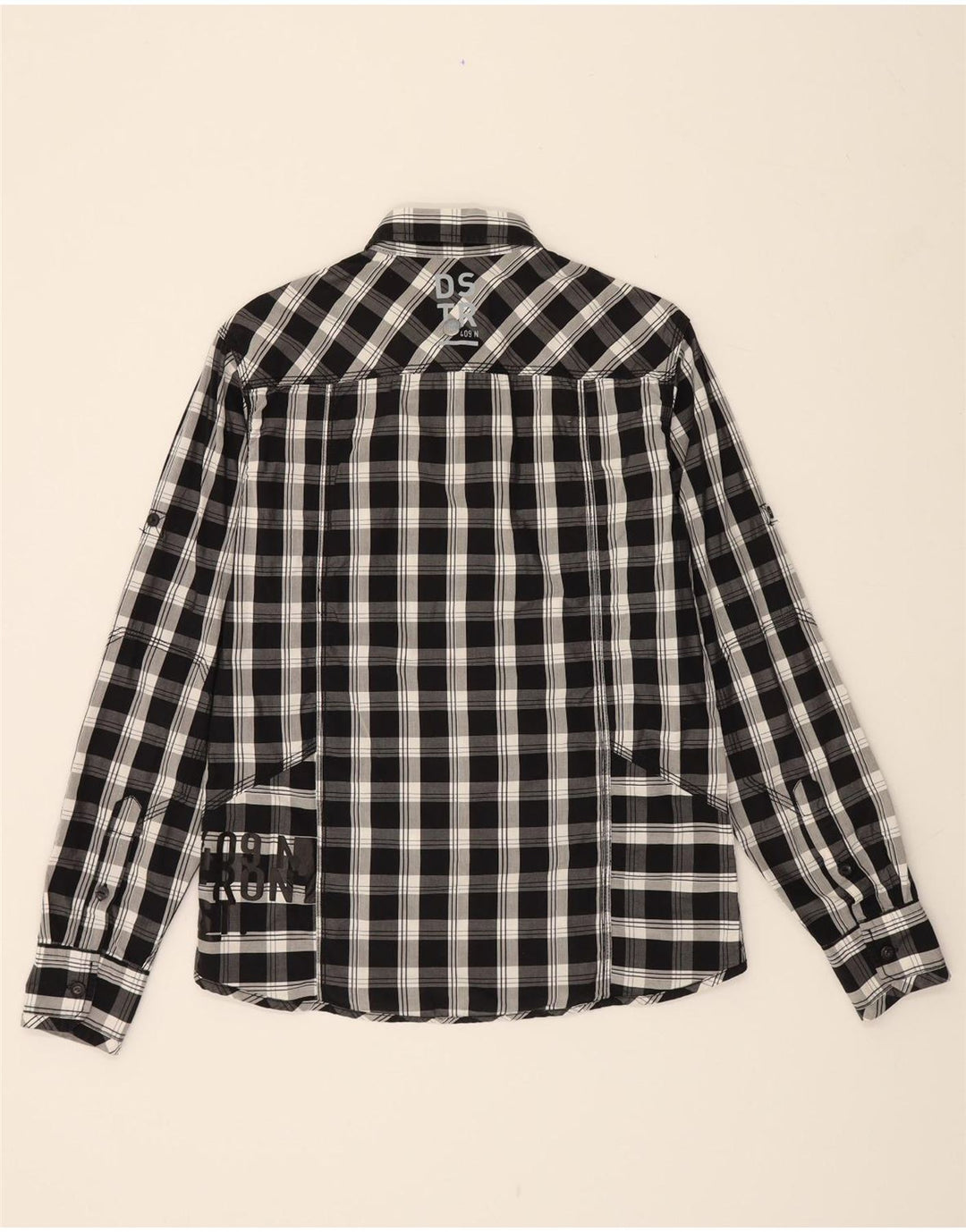 ANGELO LITRICO Mens Shirt Size 39/40 Medium Black Plaid Cotton Vintage Angelo Litrico and Second-Hand Angelo Litrico from Messina Hembry 
