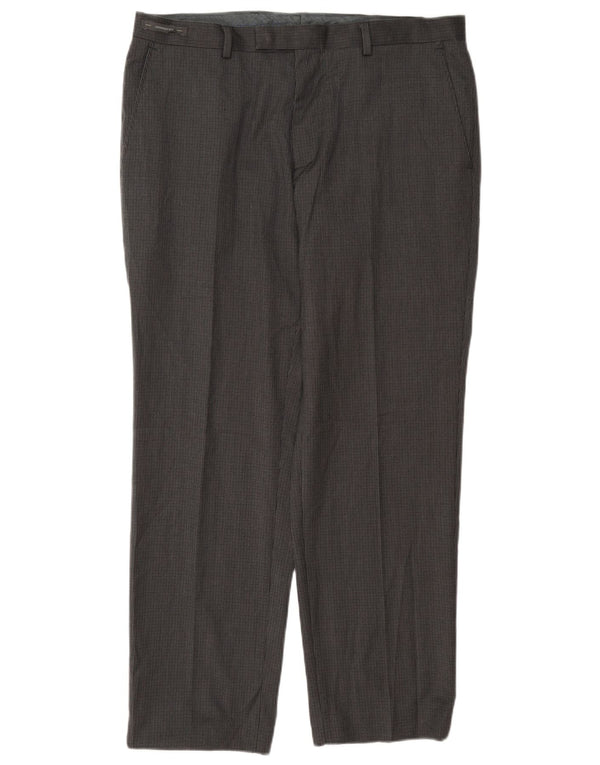 Marks & Spencer Mens Tailored Fit Suit Trousers W34 L27 Grey Houndstooth
