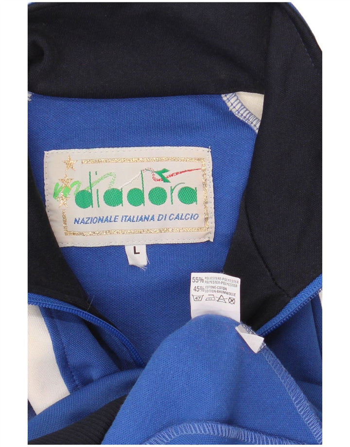 Diadora Mens Graphic Tracksuit Top Jacket Large Blue Colourblock Polyester