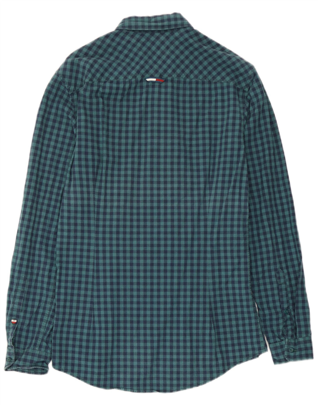 Tommy Hilfiger Mens Slim Fit Shirt Small Navy Blue Gingham Cotton