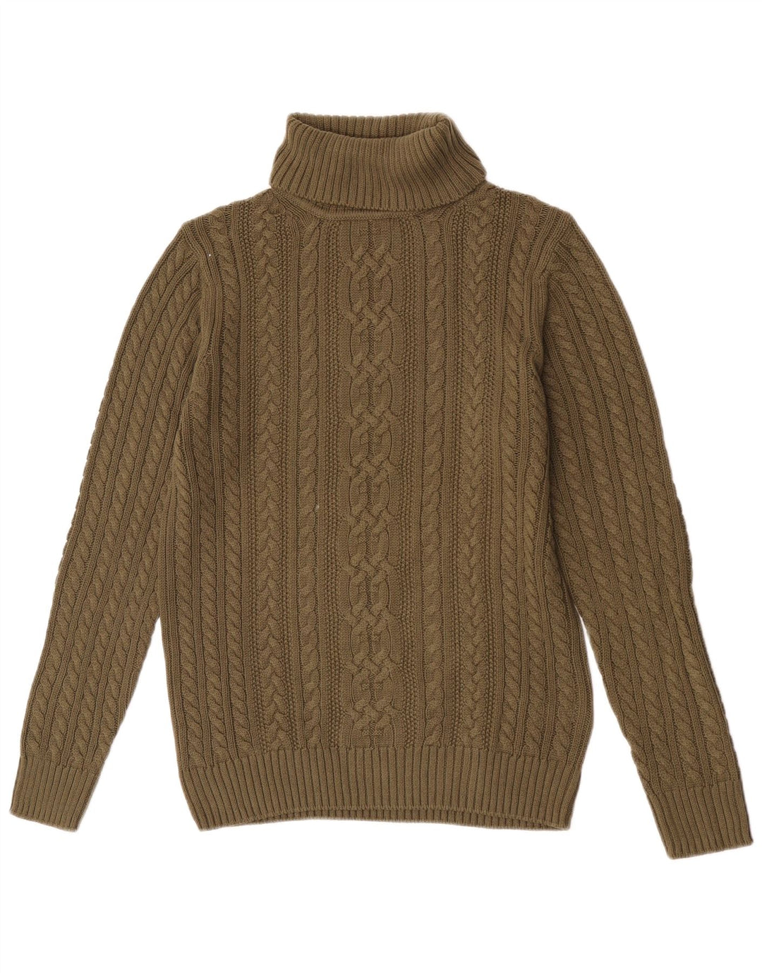 Vintage Mens Roll Neck Jumper Sweater Medium Green Cotton