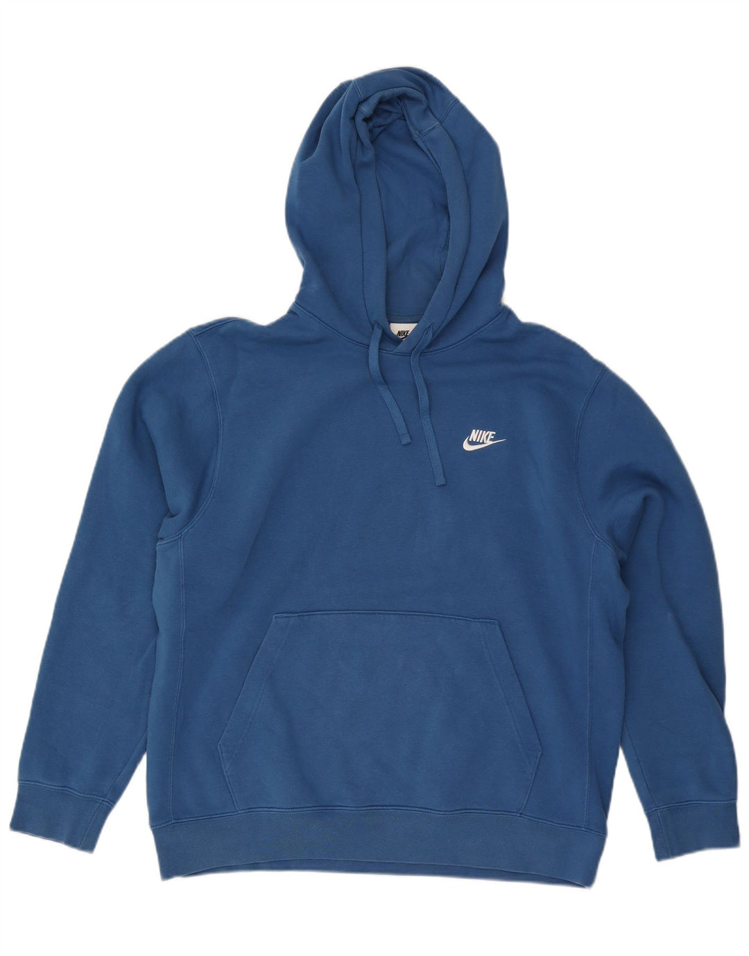 Nike Mens Hoodie Jumper Large Blue Cotton