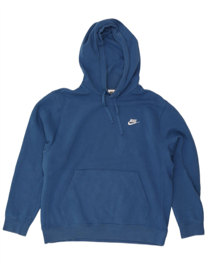 Nike Mens Hoodie Jumper Large Blue Cotton