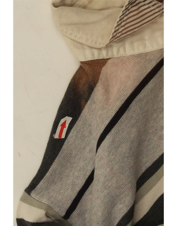 Marks & Spencer Mens Blue Harbour Rugby Polo Shirt Large Grey Striped