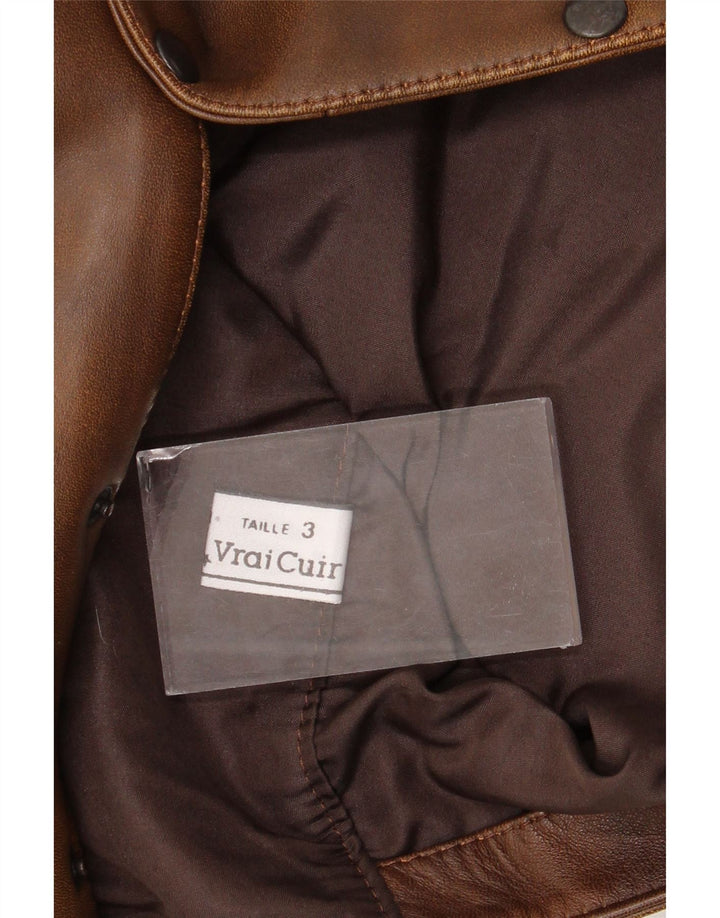 Gilet in pelle da uomo vintage in pelle marrone medio