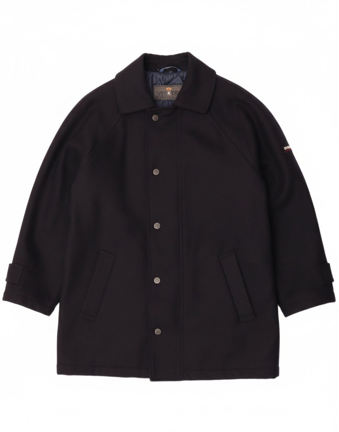 Ivy Oxford Mens Overcoat IT 48 Medium Navy Blue Wool