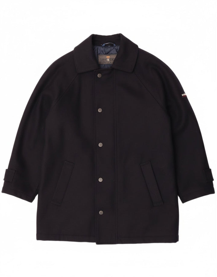 Ivy Oxford Mens Overcoat IT 48 Medium Navy Blue Wool