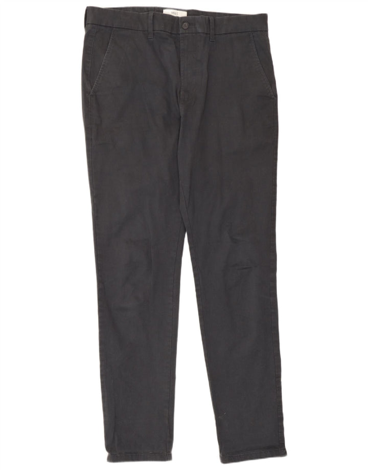 Marks & Spencer Mens Slim Chino Trousers W34 L33 Grey Cotton