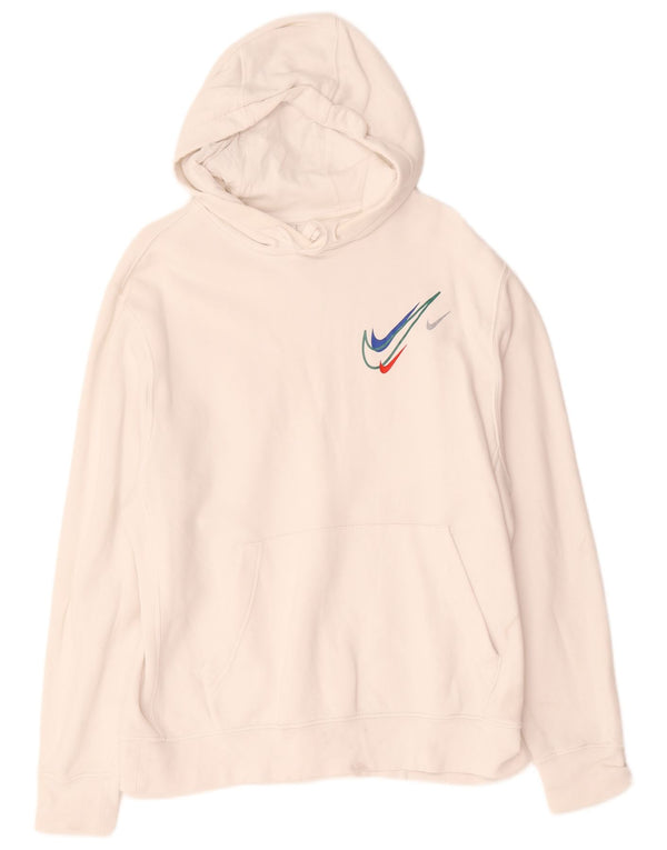 Felpa con cappuccio grafica da uomo Nike Large in cotone bianco