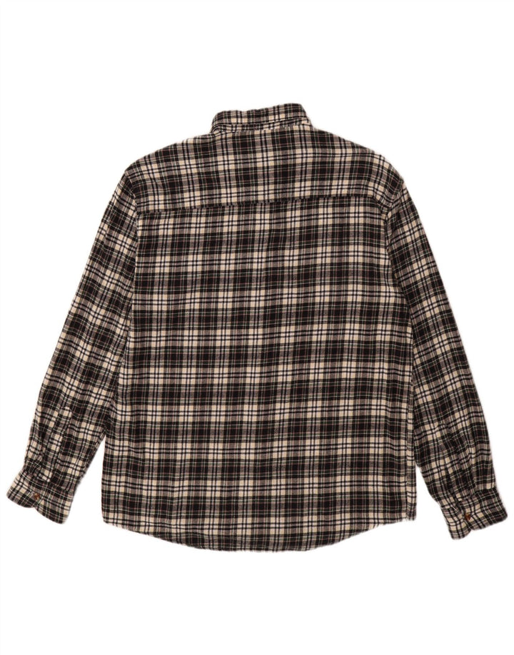 Vintage Mens Flannel Shirt Large Black Check Cotton