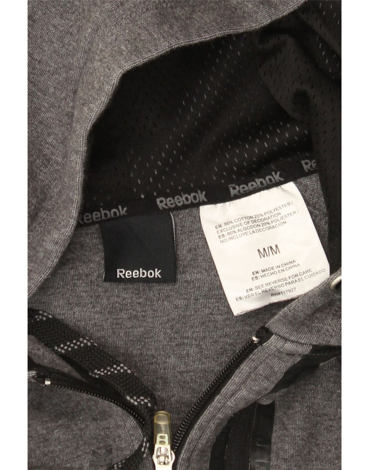 Pulover Reebok pentru bărbați, cu fermoar, bumbac, gri mediu