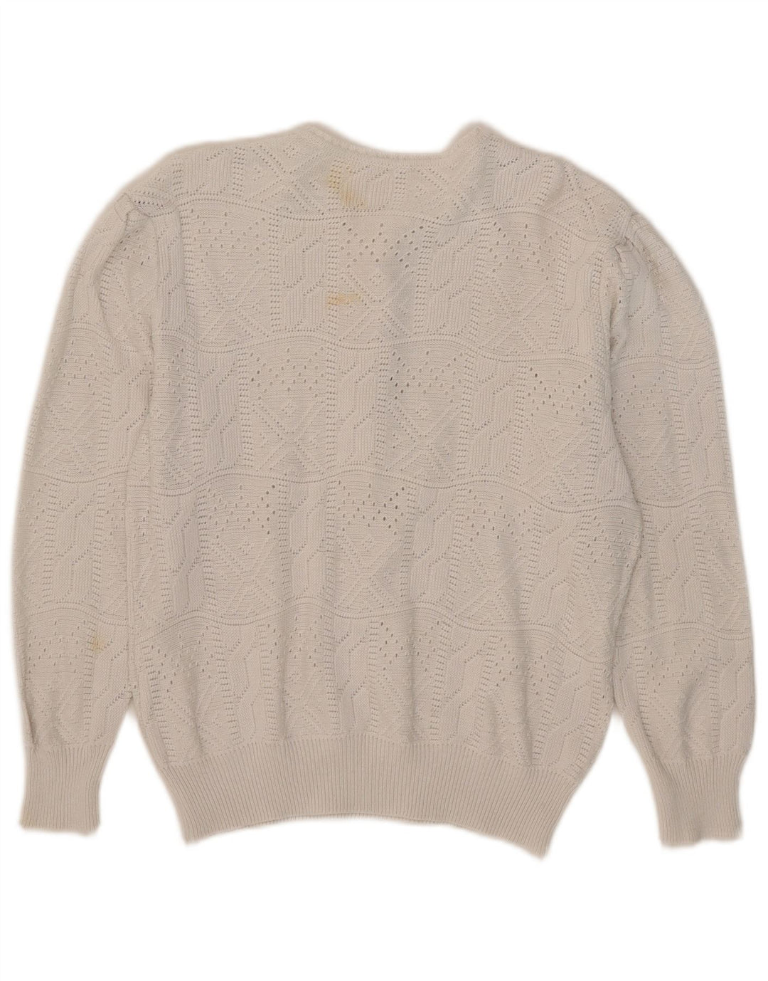 Maglione vintage da donna con collo a bottoni IT 42 Acrilico bianco medio