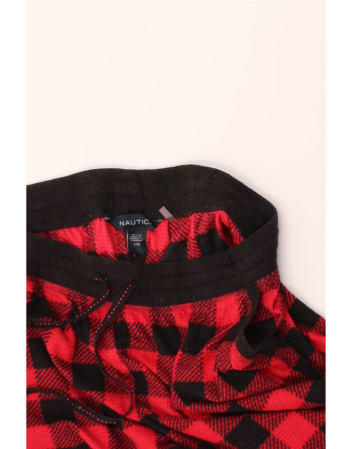 NAUTICA Womens Tracksuit Trousers UK 16 Large Red Check Polyester Vintage Nautica and Second-Hand Nautica from Messina Hembry 