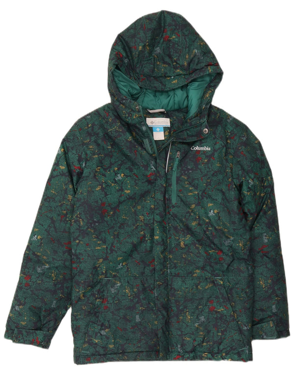 Columbia Boys Hooded Jacket 14-15 Years Large Green Camouflage