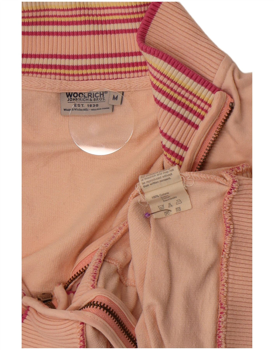 Woolrich Womens Graphic Tracksuit Top Jacket UK 14 Medium Pink Striped