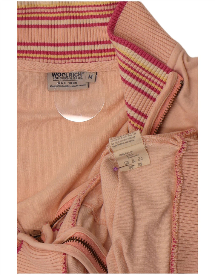 Woolrich Womens Graphic Tracksuit Top Jacket UK 14 Medium Pink Striped