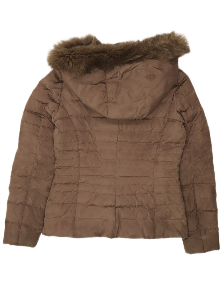 ARMANI JEANS Polstret hættejakke til kvinder IT 40 Lille brun polyester