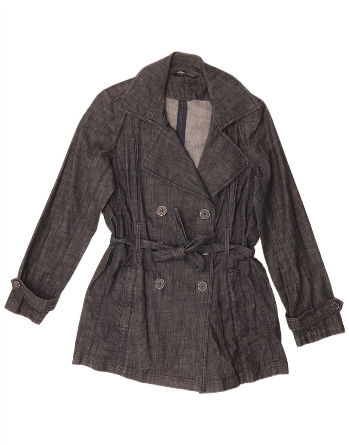 Trench autografato da donna Marks & Spencer UK 12 medio blu navy