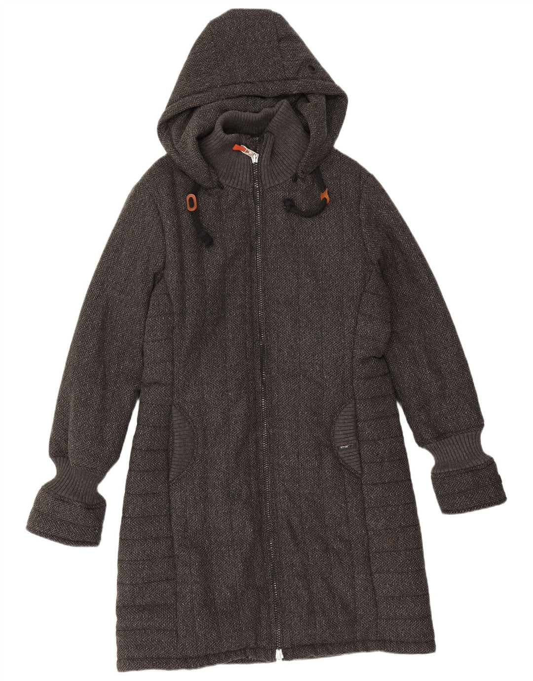 KHUJO Womens Hooded Overcoat UK 20 2XL Grey Flecked Polyester