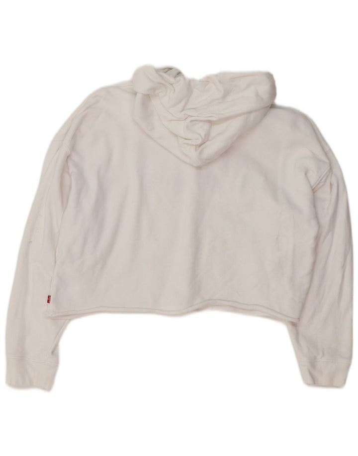 LEVI'S Womens Oversized Crop Hoodie Jumper UK 14 Medium White Cotton