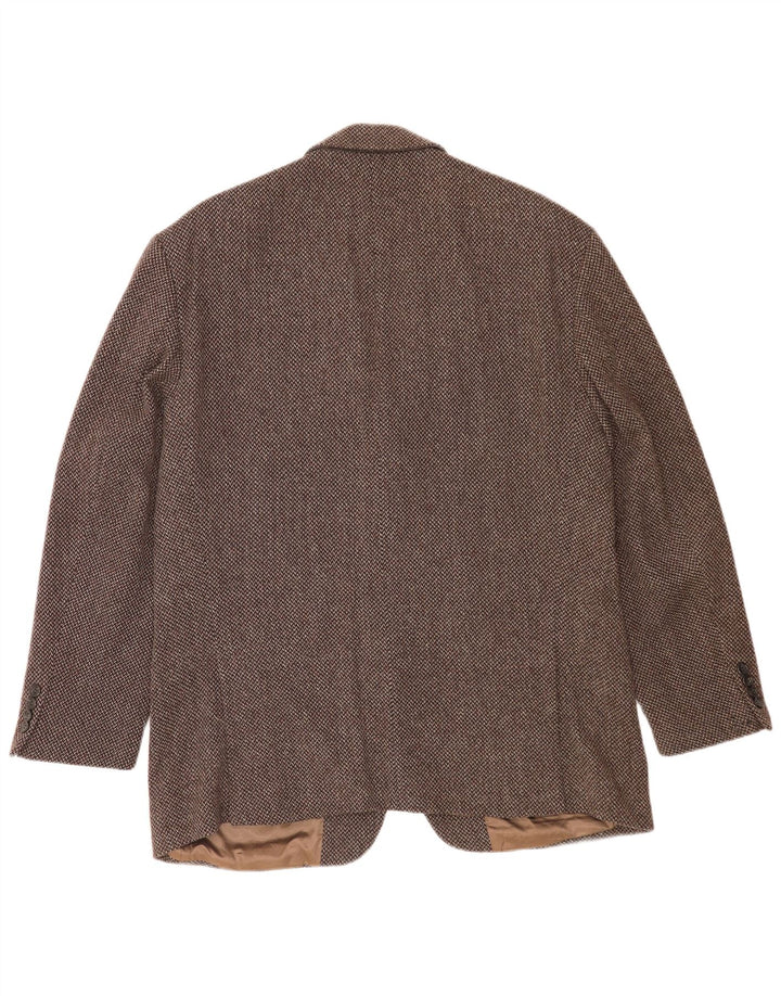 Carlo Barbera Mens 3 Button Blazer Jacket IT 54 2XL Brown Houndstooth