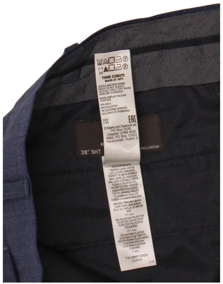 Pantaloni da abito vestibilità regolare da uomo Marks & Spencer W38 L29 lana blu