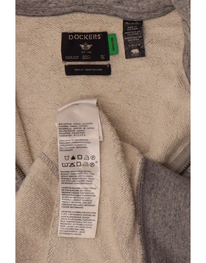 Dockers Mens Regular Zip Hoodie Sweater Small Grey Flecked Cotton