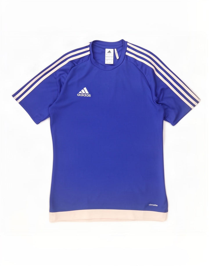 Мужская футболка Adidas Climalite, маленькая синяя, полиэстер с цветными блоками