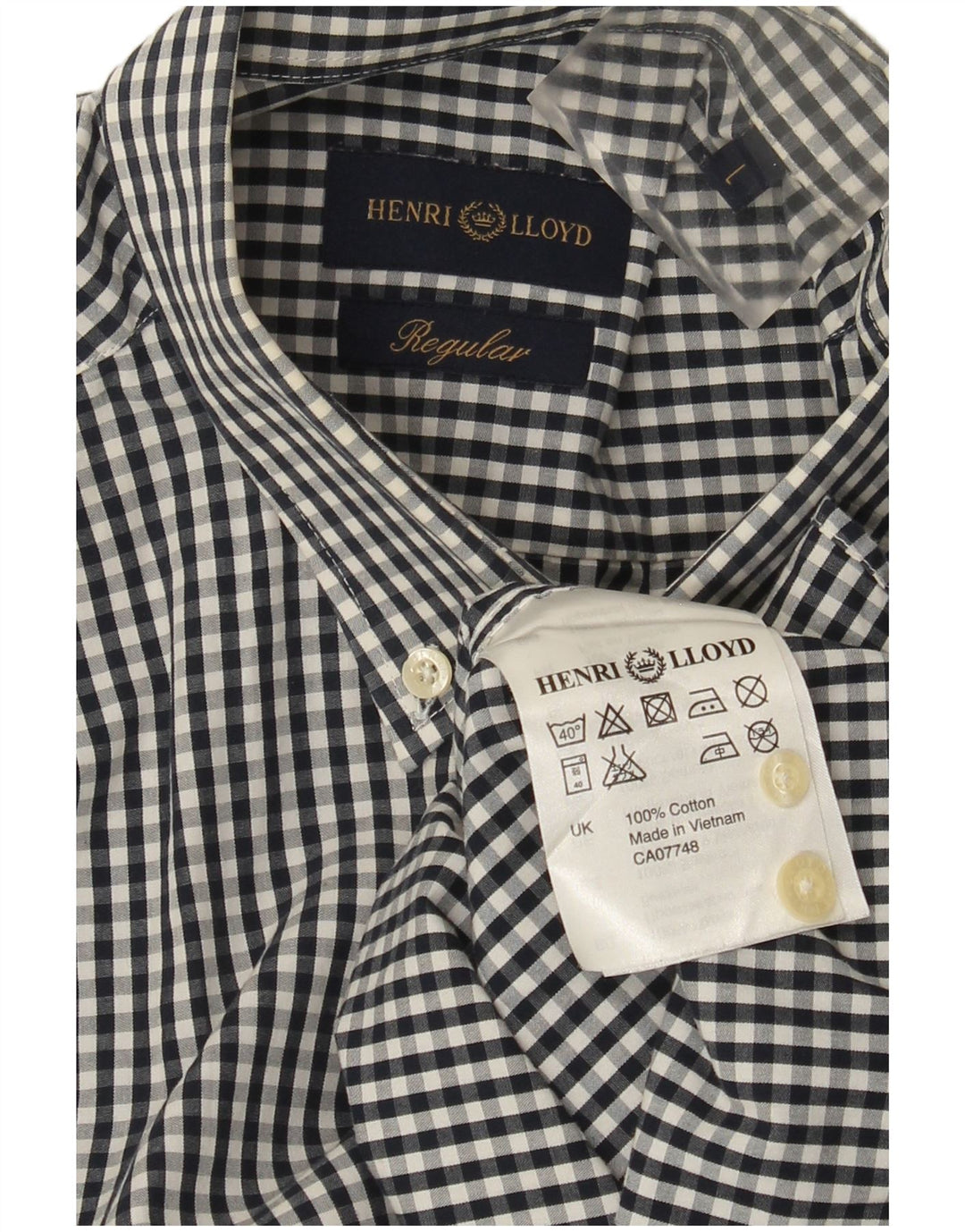 Henri Lloyd Mens Regular Fit Shirt Large Black Gingham Cotton