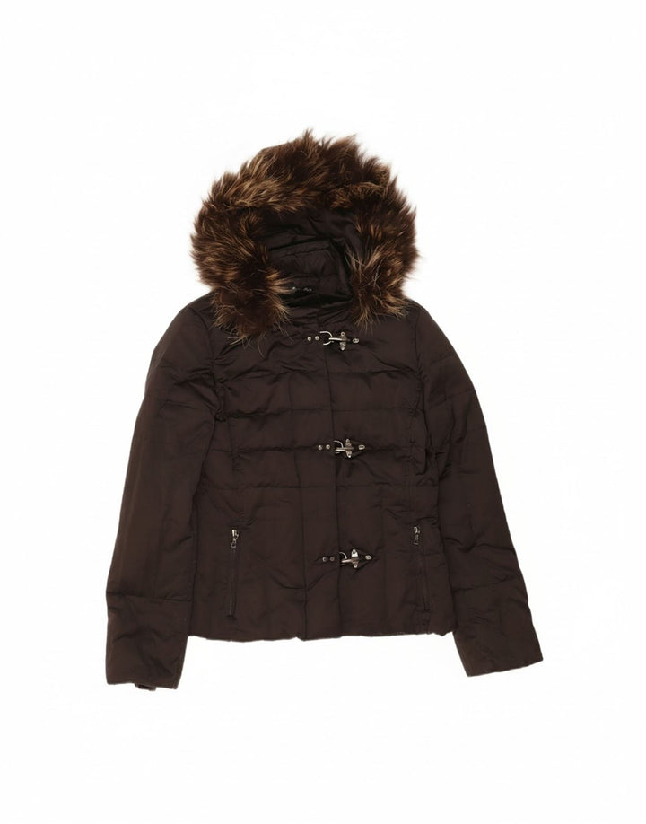 FAY Womens Hooded Padded Jacket UK 16 Large Black Polyester