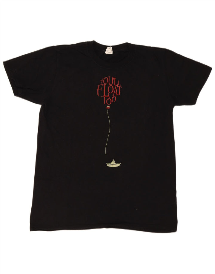 Vintage Mens Regular Graphic T-Shirt Top Medium Black Cotton