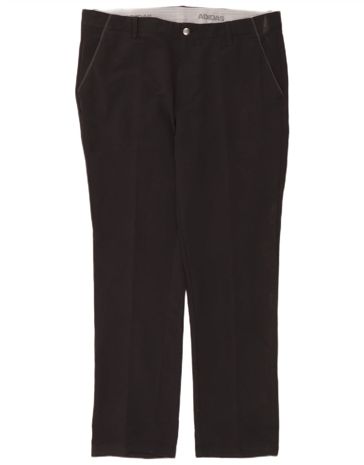 Adidas Mens Straight Chino Trousers W36 L32 Black Polyester