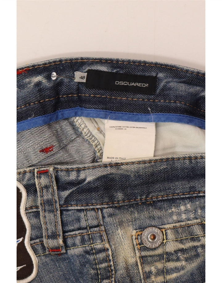 Dsquared2 Womens Distressed Slim Jeans W32 L32 Blue Cotton