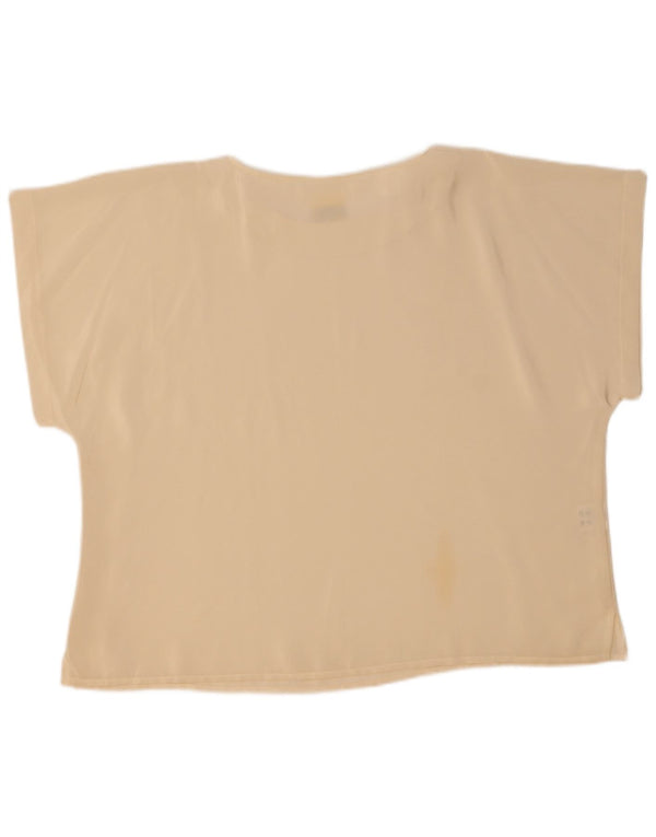Vintage Womens T-Shirt Top UK 22 2XL Off White Polyester