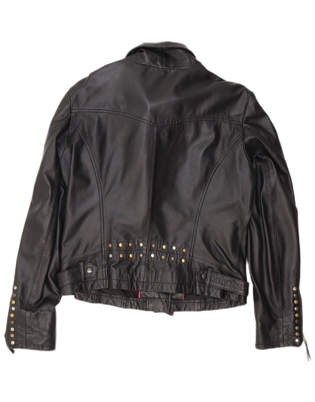 Biba Womens Leather Biker Jacket UK 14 Medium Black Leather