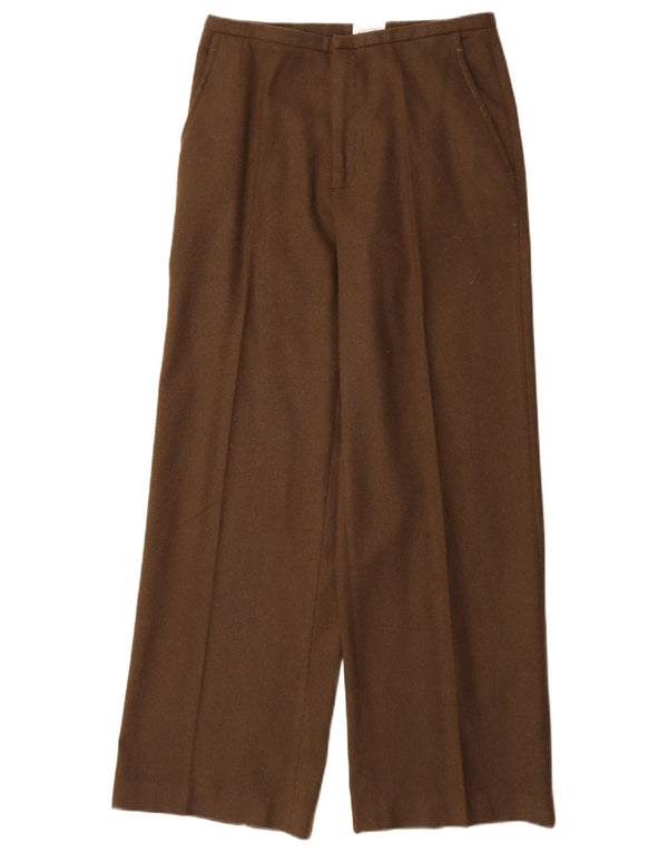 Stefanel Damen-Freizeithose mit weitem Bein, EU 40, Mittel W28 L30, Khaki, Wolle