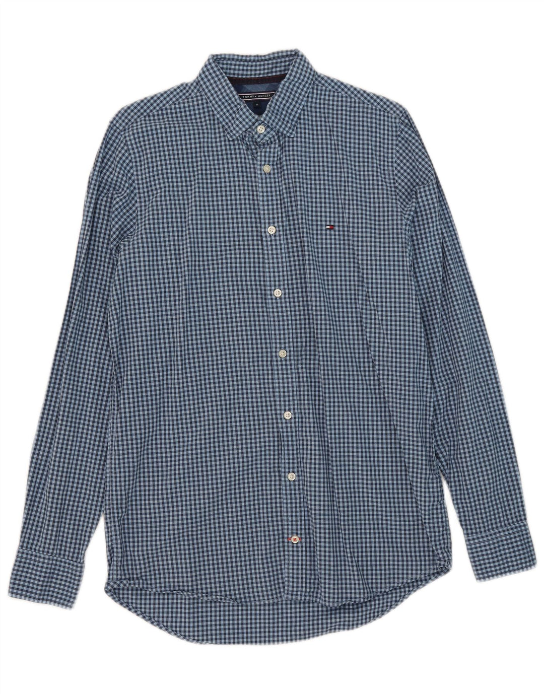 Tommy Hilfiger Herre Slim Fit skjorte Medium Blue Gingham Cotton