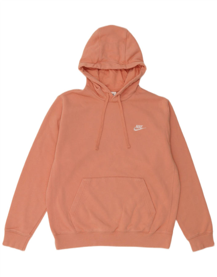 NIKE Mens Hoodie Jumper Medium Orange Cotton