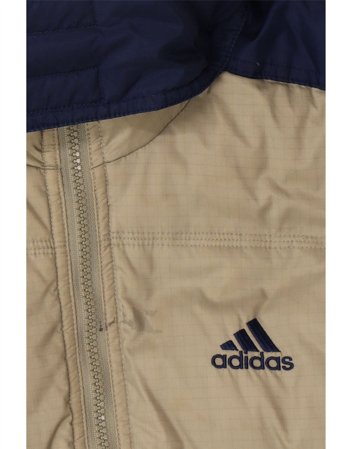 ADIDAS Boys Hooded Padded Jacket 11-12 Years Beige Colourblock Polyamide Vintage Adidas and Second-Hand Adidas from Messina Hembry 