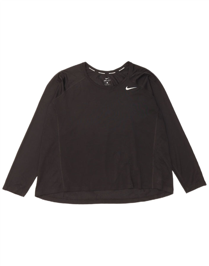 Nike Dame Dri Fit Top Langærmet UK 22 3XL Sort Polyester