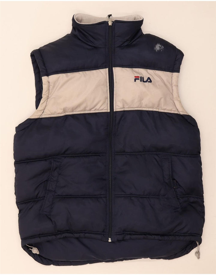Fila Herre Polstret Gilet UK 38 Medium Navy Blue Colourblock Polyamid