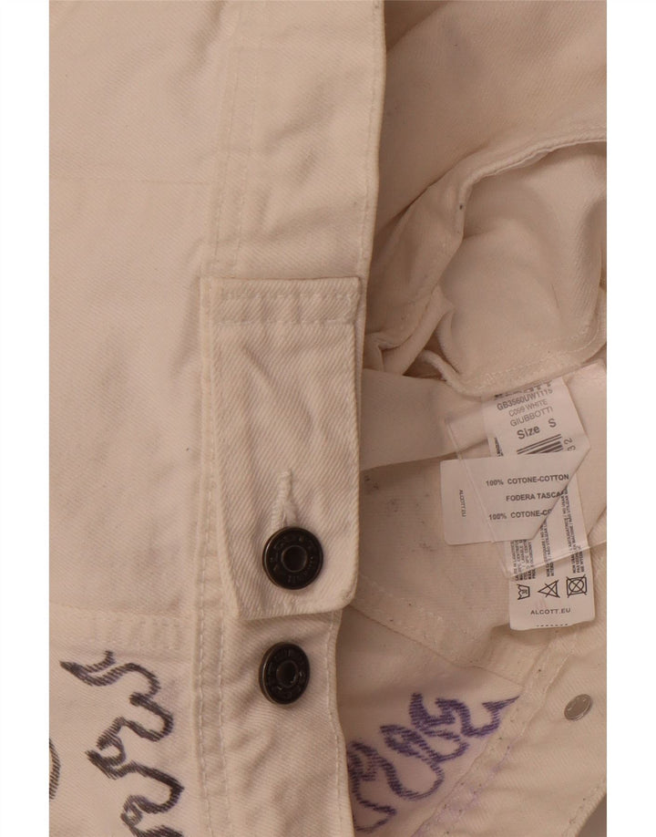 Giacca in denim grafico da donna ALCOTT UK 1O piccola cotone bianco