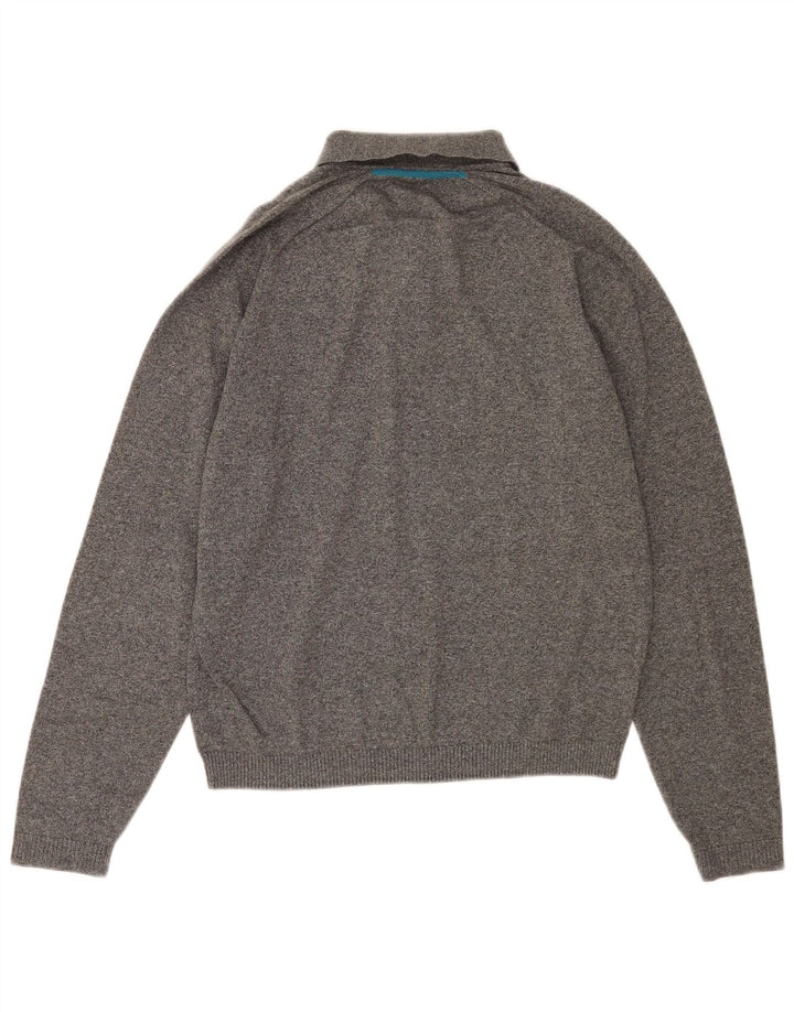 Penguin Mens Polo Neck Jumper Sweater Medium Grey Flecked Cotton