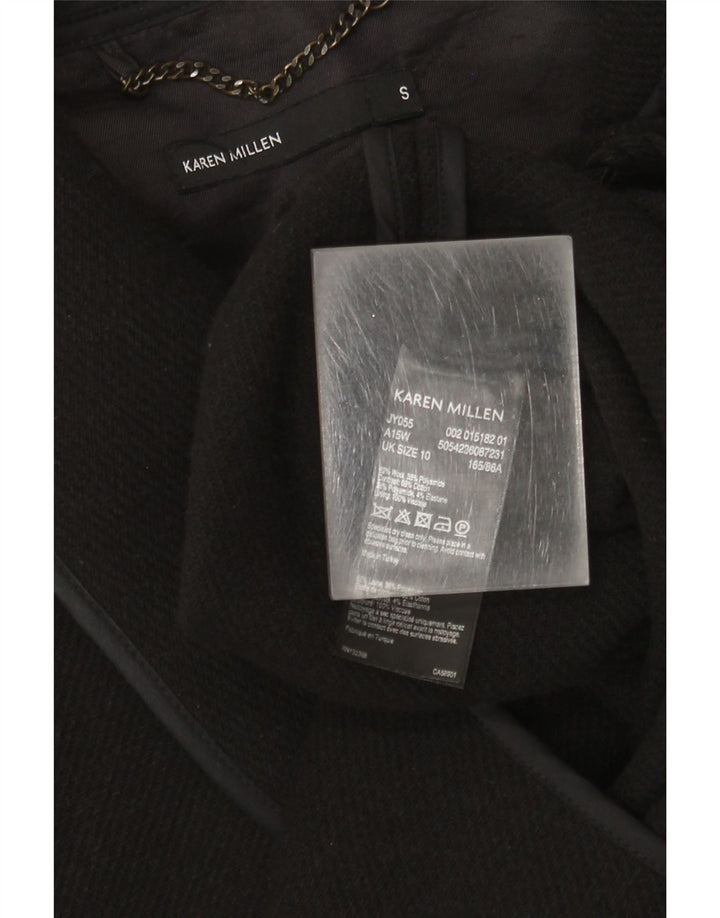 Karen Millen Womens Overcoat UK 10 Small Black Wool