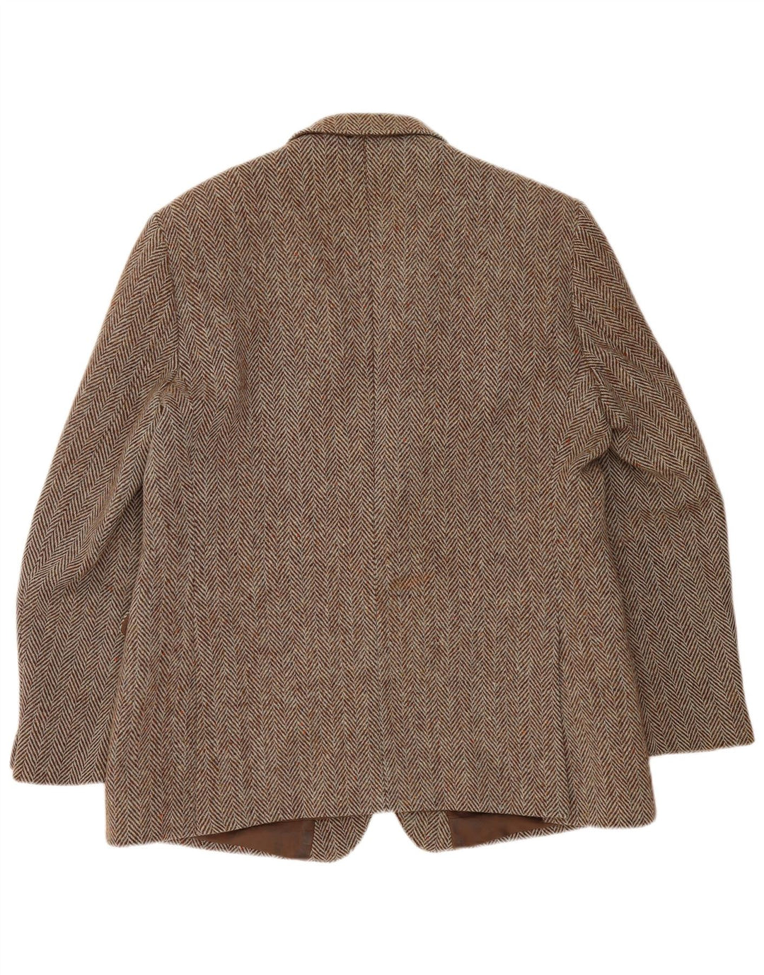 Barker Mens Harris Tweed 2 Button Blazer Jacket UK 46 3XL Brown Herringbone